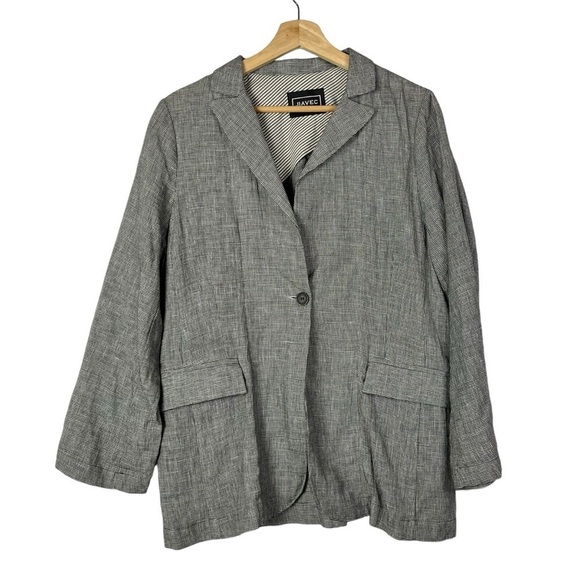 Boutique Jiavec Gray Plaid Single Button Blazer Jacket L - Picture 1 of 3
